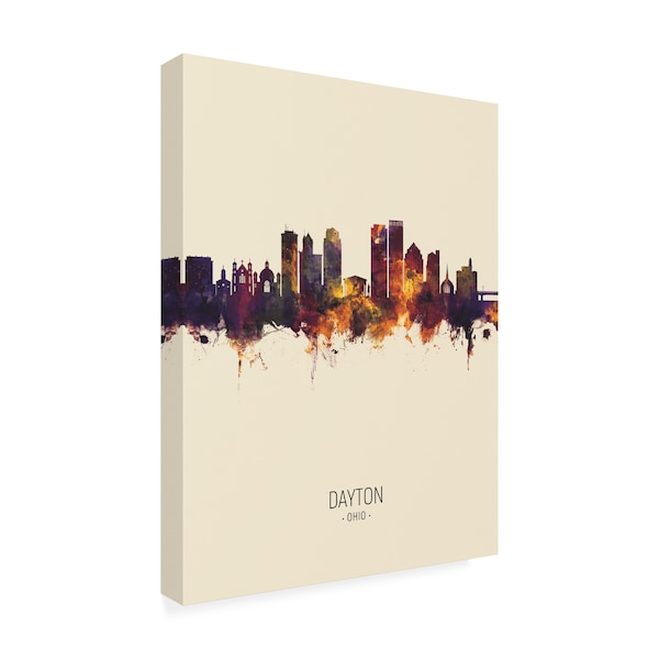 Michael Tompsett 'Dayton Ohio Skyline Portrait III' Canvas Art,18x24